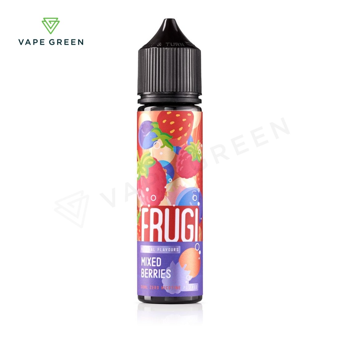 Frugi All Natural Mixed Berries 50ml shortfill e-liquid bottle with a PG-free formula.