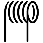 Minimalist black and white line icon of a coiled vape heating element.