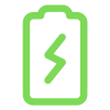 Green battery outline icon with a lightning bolt symbol, representing rechargeable vape kit power.