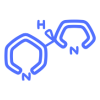 Blue line icon illustrating the chemical molecular structure of nicotine.
