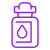 Purple line icon of an e-liquid bottle featuring a droplet symbol on the label.