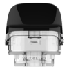 A Vaporesso replacement vape pod with a clear plastic reservoir and a black mouthpiece.