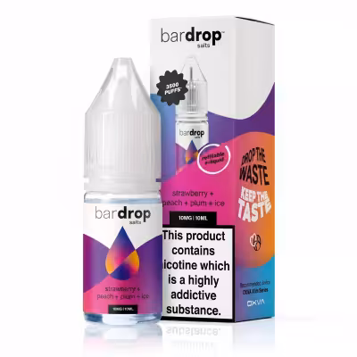 Strawberry Peach Plum Ice Nic Salt E-Liquid by Bar Drop
